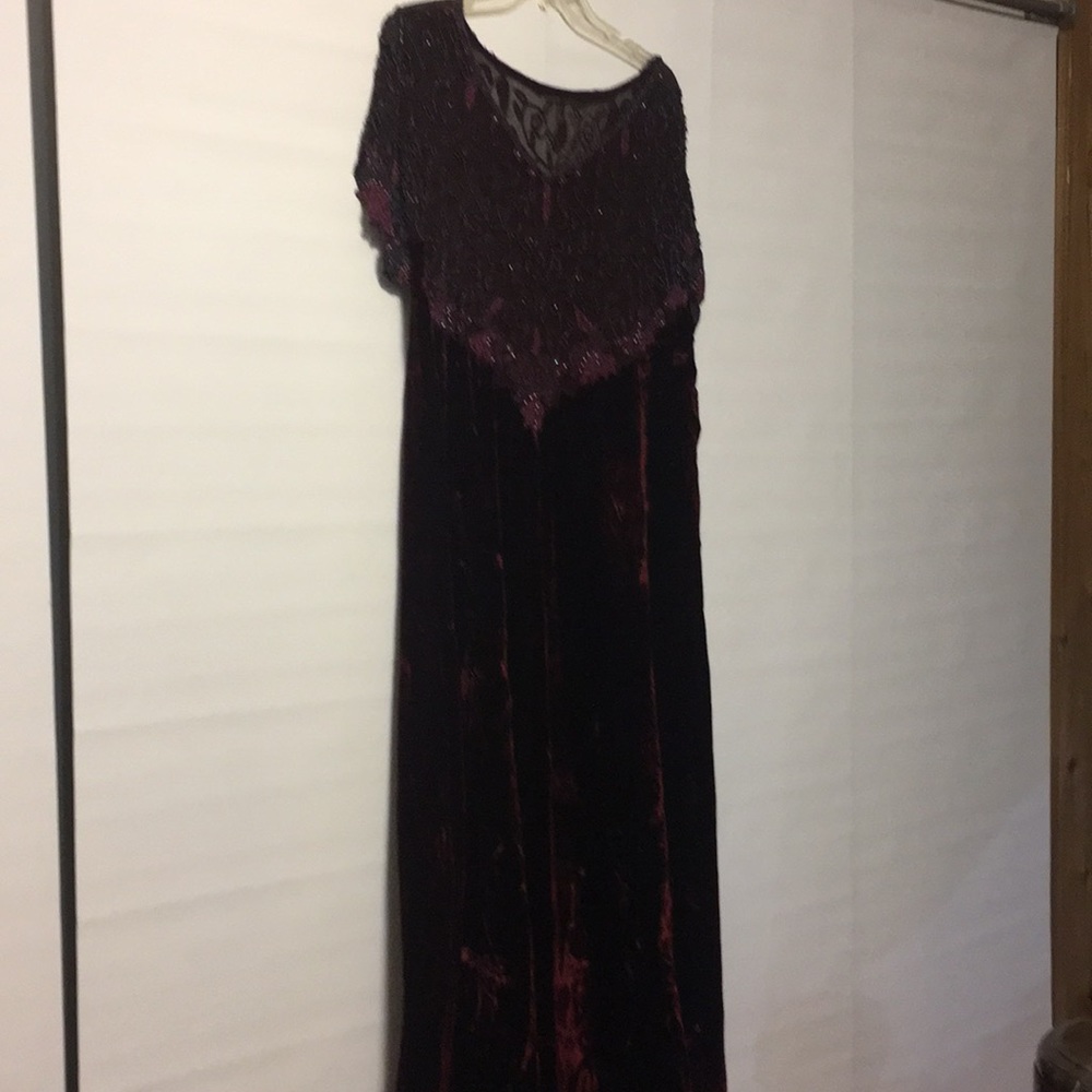 Dress  - burgundy velvet/seed pearls and sequins